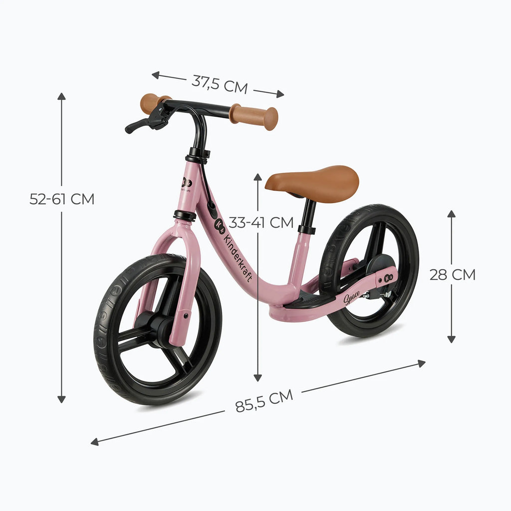 Kinderkraft Space Children's Balance Bike with brake dark pink