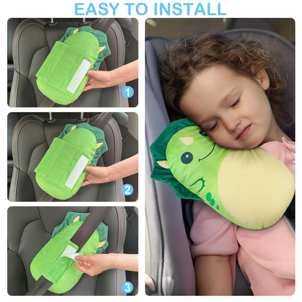 Seat belt pad, car sleeping pillow Monster Green
