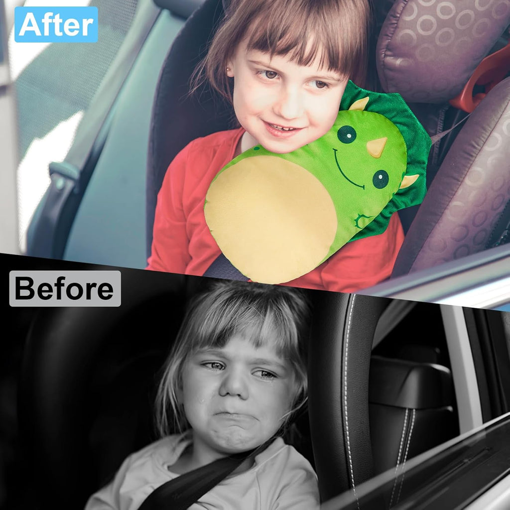 Seat belt pad, car sleeping pillow Monster Green