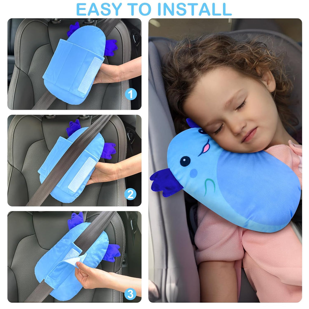 Seat belt pad, car sleeping pillow SMILE BLUE