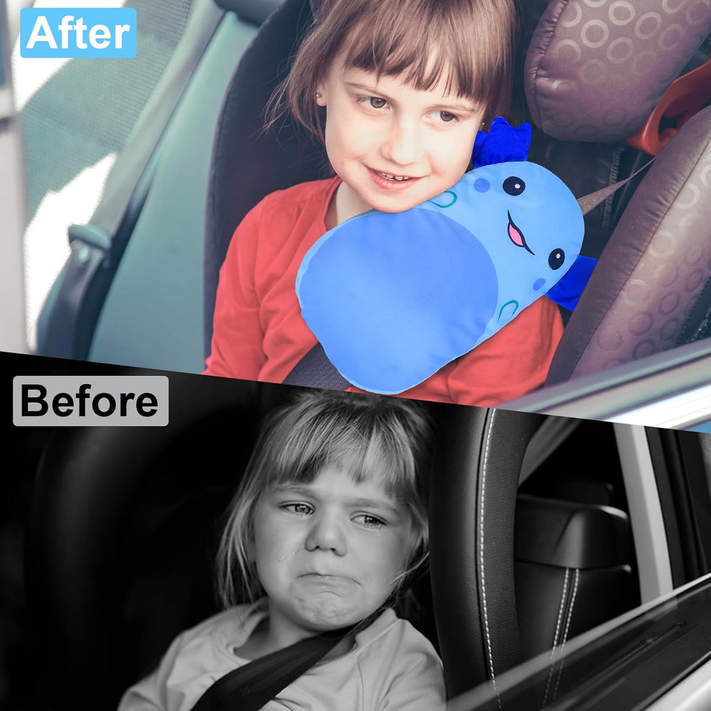 Seat belt pad, car sleeping pillow SMILE BLUE