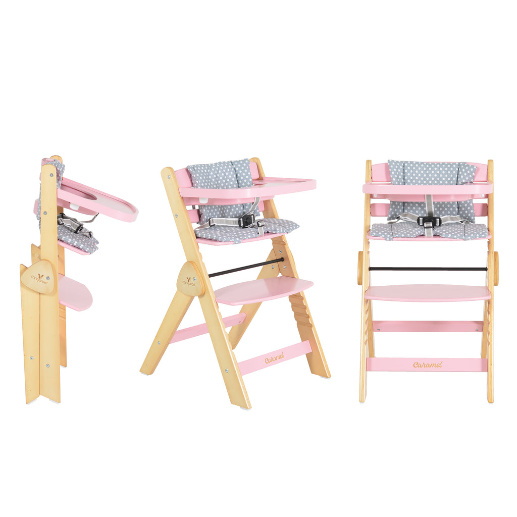 Cangaroo Wooden high chair Caramel pink