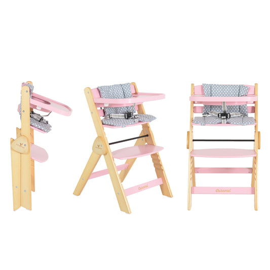 Cangaroo Wooden high chair Caramel pink