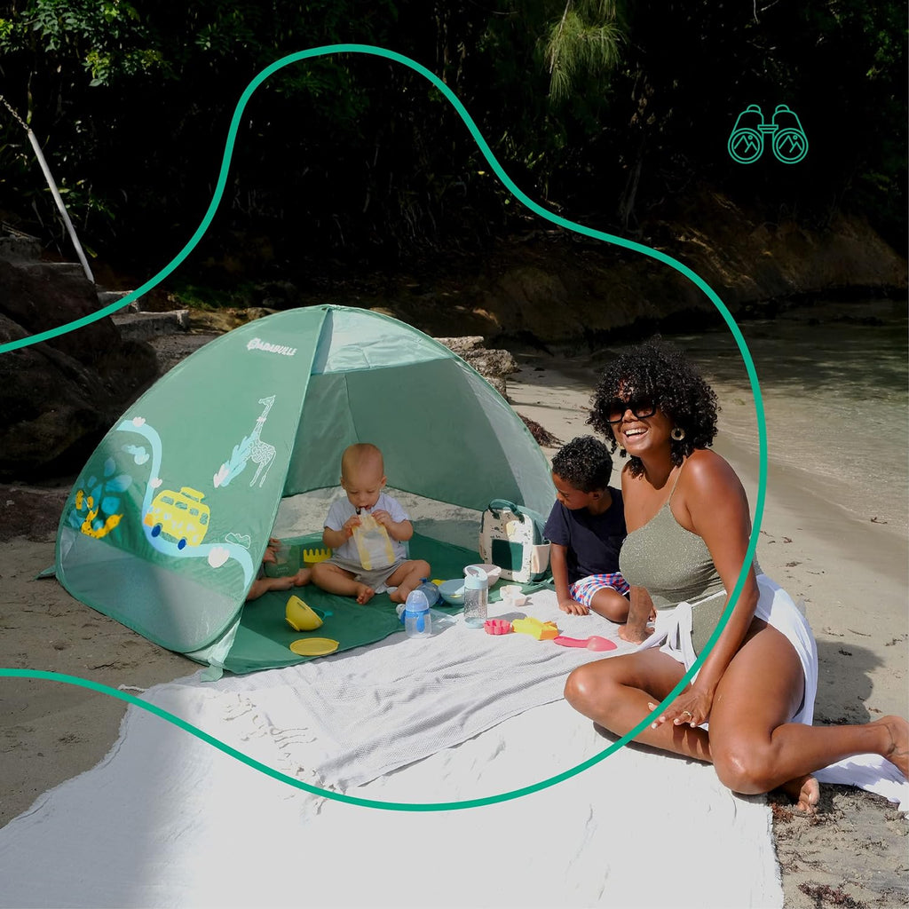 BADABULLE Pop Up Beach Tent With Carrying Bag UV50+ 125 x 100 x 85 cm Safari